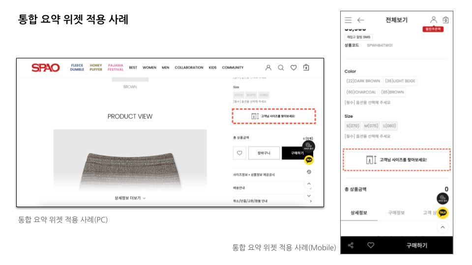 통합 요약 위젯 예시 화면